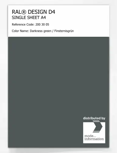 Artikelbild des Artikels “RAL® DESIGN D4 SINGLE SHEET A4 200 30 05 Darkness green / Finsternisgrün “