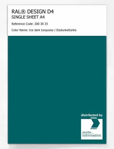 Artikelbild des Artikels “RAL® DESIGN D4 SINGLE SHEET A4 200 30 33 Ice dark turquoise / Eisdunkeltürkis “