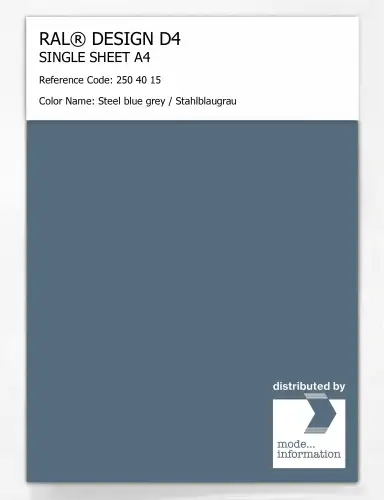 Artikelbild des Artikels “RAL® DESIGN D4 SINGLE SHEET A4 250 40 15 Steel blue grey / Stahlblaugrau “