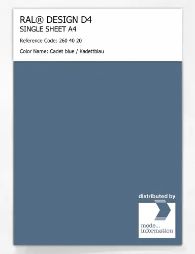 Artikelbild des Artikels “RAL® DESIGN D4 SINGLE SHEET A4 260 40 20 Cadet blue / Kadettblau “
