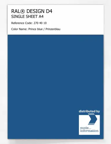Artikelbild des Artikels “RAL® DESIGN D4 SINGLE SHEET A4 270 40 10 Prince blue / Prinzenblau “