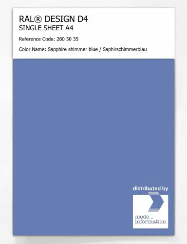 Artikelbild des Artikels “RAL® DESIGN D4 SINGLE SHEET A4 280 50 35 Sapphire shimmer blue / Saphirschimmerblau “