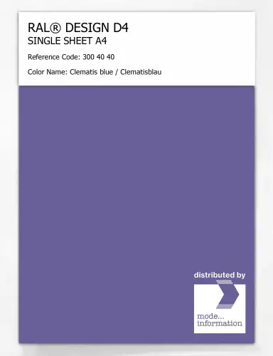Artikelbild des Artikels “RAL® DESIGN D4 SINGLE SHEET A4 300 40 40 Clematis blue / Clematisblau “