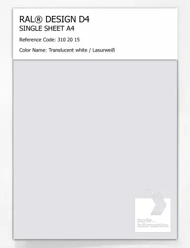 Artikelbild des Artikels “RAL® DESIGN D4 SINGLE SHEET A4 310 20 15 Translucent white / Lasurweiß “