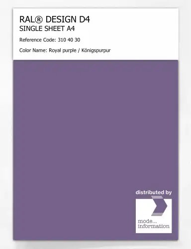 Artikelbild des Artikels “RAL® DESIGN D4 SINGLE SHEET A4 310 40 30 Royal purple / Königspurpur “