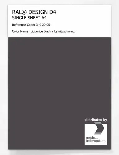 Artikelbild des Artikels “RAL® DESIGN D4 SINGLE SHEET A4 340 20 05 Liquorice black / Lakritzschwarz “