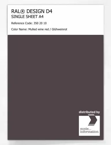 Artikelbild des Artikels “RAL® DESIGN D4 SINGLE SHEET A4 350 20 10 Mulled wine red / Glühweinrot “