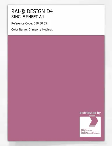 Artikelbild des Artikels “RAL® DESIGN D4 SINGLE SHEET A4 350 50 35 Crimson / Hochrot “