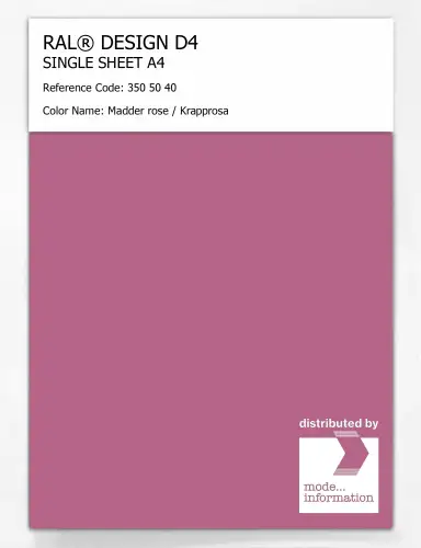 Artikelbild des Artikels “RAL® DESIGN D4 SINGLE SHEET A4 350 50 40 Madder rose / Krapprosa “