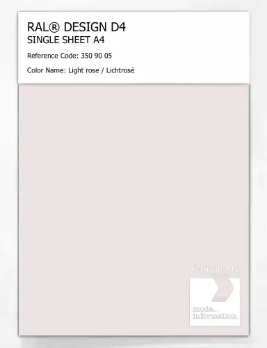 Artikelbild des Artikels “RAL® DESIGN D4 SINGLE SHEET A4 350 90 05 Light rose / Lichtrosé “
