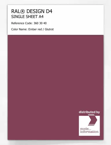 Artikelbild des Artikels “RAL® DESIGN D4 SINGLE SHEET A4 360 30 40 Ember red / Glutrot “