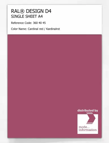 Artikelbild des Artikels “RAL® DESIGN D4 SINGLE SHEET A4 360 40 45 Cardinal red / Kardinalrot “
