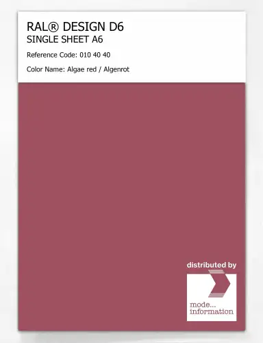 Artikelbild des Artikels “RAL® DESIGN D6 SINGLE SHEET A6 010 40 40 Algae red / Algenrot “