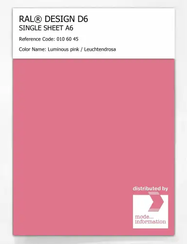 Artikelbild des Artikels “RAL® DESIGN D6 SINGLE SHEET A6 010 60 45 Luminous pink / Leuchtendrosa “