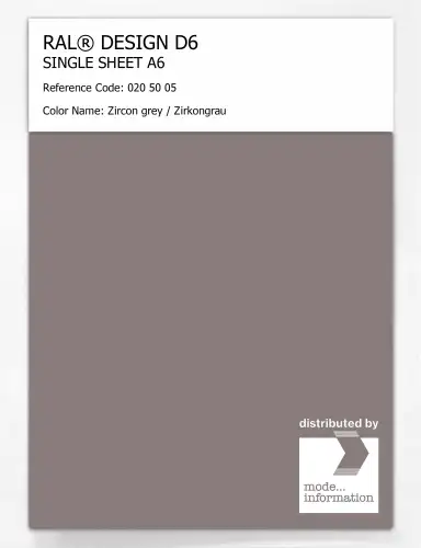 Artikelbild des Artikels “RAL® DESIGN D6 SINGLE SHEET A6 020 50 05 Zircon grey / Zirkongrau “