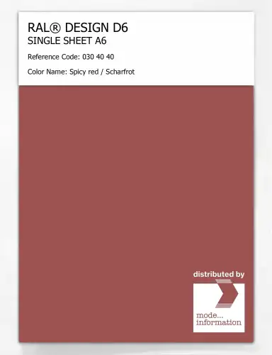 Artikelbild des Artikels “RAL® DESIGN D6 SINGLE SHEET A6 030 40 40 Spicy red / Scharfrot “
