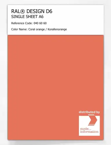 Artikelbild des Artikels “RAL® DESIGN D6 SINGLE SHEET A6 040 60 60 Coral orange / Korallenorange “