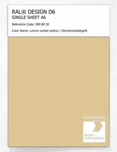 Artikelbild des Artikels “RAL® DESIGN D6 SINGLE SHEET A6 090 80 30 Lemon sorbet yellow / Zitronensorbetgelb “