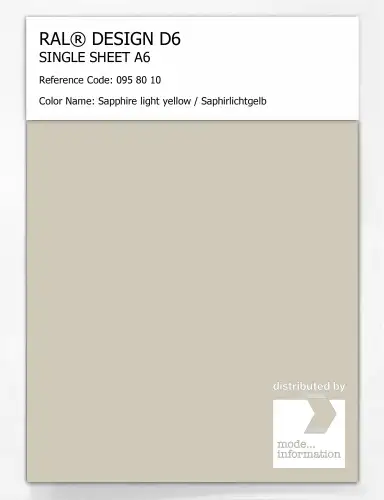 Artikelbild des Artikels “RAL® DESIGN D6 SINGLE SHEET A6 095 80 10 Sapphire light yellow / Saphirlichtgelb “