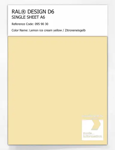 Artikelbild des Artikels “RAL® DESIGN D6 SINGLE SHEET A6 095 90 30 Lemon ice cream yellow / Zitroneneisgelb “