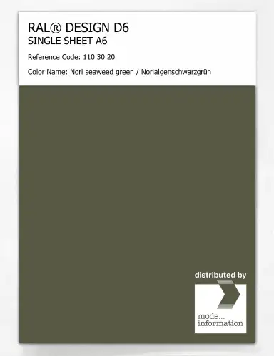 Artikelbild des Artikels “RAL® DESIGN D6 SINGLE SHEET A6 110 30 20 Nori seaweed green / Norialgenschwarzgrün “