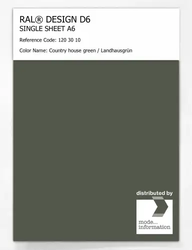 Artikelbild des Artikels “RAL® DESIGN D6 SINGLE SHEET A6 120 30 10 Country house green / Landhausgrün “