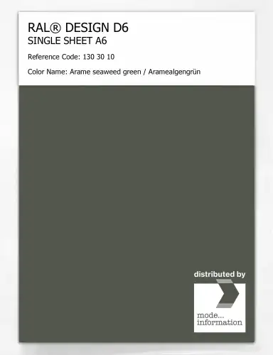 Artikelbild des Artikels “RAL® DESIGN D6 SINGLE SHEET A6 130 30 10 Arame seaweed green / Aramealgengrün “