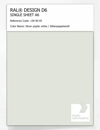 Artikelbild des Artikels “RAL® DESIGN D6 SINGLE SHEET A6 130 90 05 Silver poplar white / Silberpappelweiß “