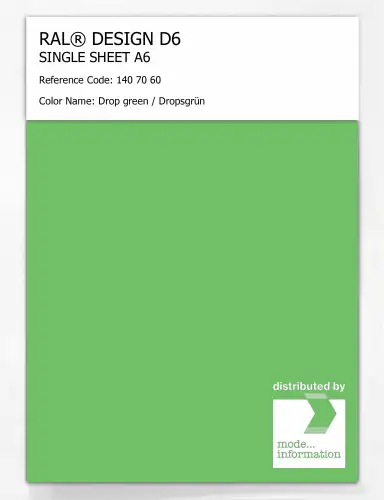 Artikelbild des Artikels “RAL® DESIGN D6 SINGLE SHEET A6 140 70 60 Drop green / Dropsgrün “