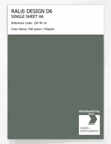 Artikelbild des Artikels “RAL® DESIGN D6 SINGLE SHEET A6 150 40 10 Felt green / Filzgrün “