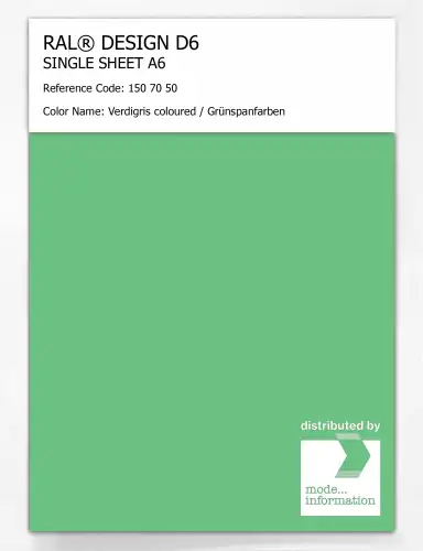 Artikelbild des Artikels “RAL® DESIGN D6 SINGLE SHEET A6 150 70 50 Verdigris coloured / Grünspanfarben “