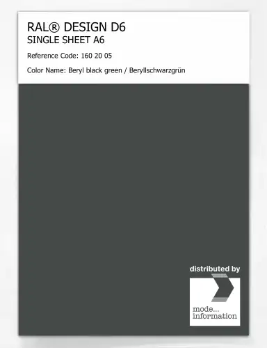 Artikelbild des Artikels “RAL® DESIGN D6 SINGLE SHEET A6 160 20 05 Beryl black green / Beryllschwarzgrün “
