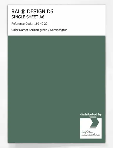 Artikelbild des Artikels “RAL® DESIGN D6 SINGLE SHEET A6 160 40 20 Serbian green / Serbischgrün “