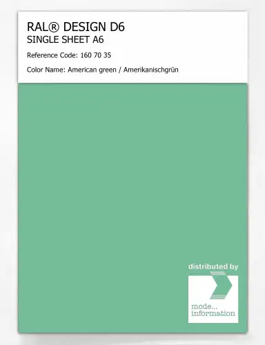 Artikelbild des Artikels “RAL® DESIGN D6 SINGLE SHEET A6 160 70 35 American green / Amerikanischgrün “