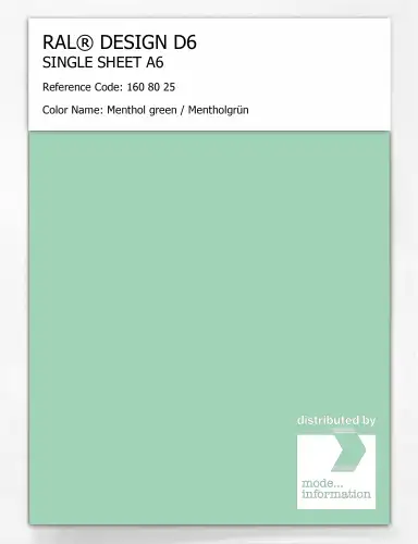 Artikelbild des Artikels “RAL® DESIGN D6 SINGLE SHEET A6 160 80 25 Menthol green / Mentholgrün “