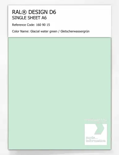 Artikelbild des Artikels “RAL® DESIGN D6 SINGLE SHEET A6 160 90 15 Glacial water green / Gletscherwassergrün “