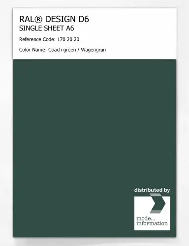 Artikelbild des Artikels “RAL® DESIGN D6 SINGLE SHEET A6 170 20 20 Coach green / Wagengrün “