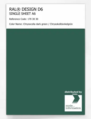 Artikelbild des Artikels “RAL® DESIGN D6 SINGLE SHEET A6 170 30 30 Chrysocolla dark green / Chrysokolldunkelgrün “