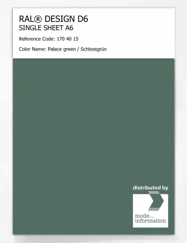 Artikelbild des Artikels “RAL® DESIGN D6 SINGLE SHEET A6 170 40 15 Palace green / Schlossgrün “