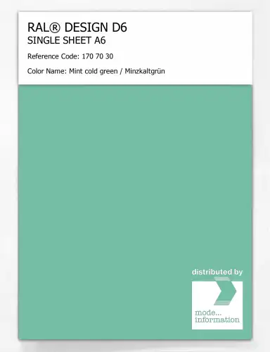 Artikelbild des Artikels “RAL® DESIGN D6 SINGLE SHEET A6 170 70 30 Mint cold green / Minzkaltgrün “