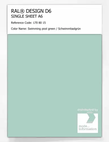 Artikelbild des Artikels “RAL® DESIGN D6 SINGLE SHEET A6 170 80 15 Swimming pool green / Schwimmbadgrün “
