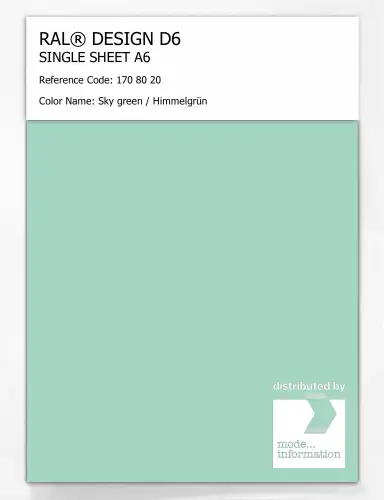 Artikelbild des Artikels “RAL® DESIGN D6 SINGLE SHEET A6 170 80 20 Sky green / Himmelgrün “