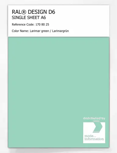 Artikelbild des Artikels “RAL® DESIGN D6 SINGLE SHEET A6 170 80 25 Larimar green / Larimargrün “