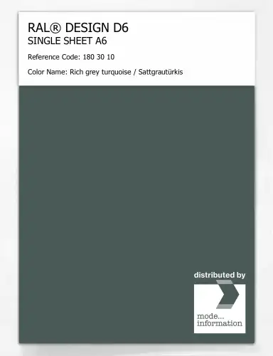 Artikelbild des Artikels “RAL® DESIGN D6 SINGLE SHEET A6 180 30 10 Rich grey turquoise / Sattgrautürkis “