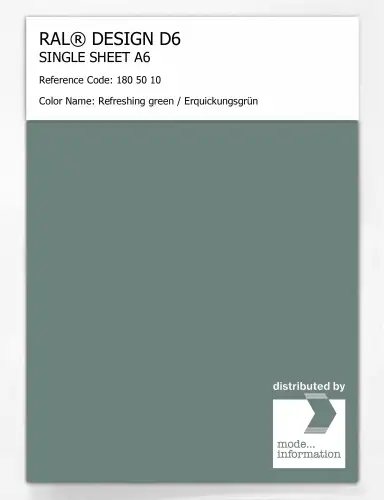 Artikelbild des Artikels “RAL® DESIGN D6 SINGLE SHEET A6 180 50 10 Refreshing green / Erquickungsgrün “