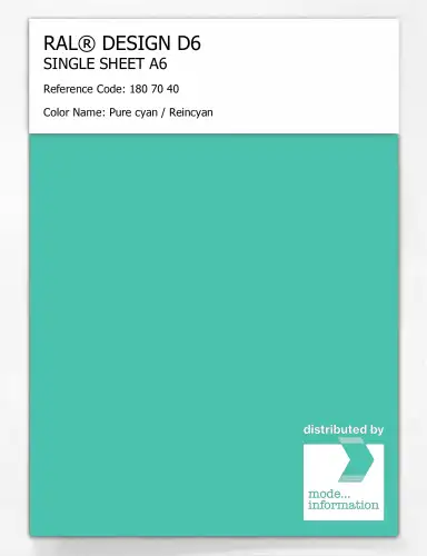 Artikelbild des Artikels “RAL® DESIGN D6 SINGLE SHEET A6 180 70 40 Pure cyan / Reincyan “