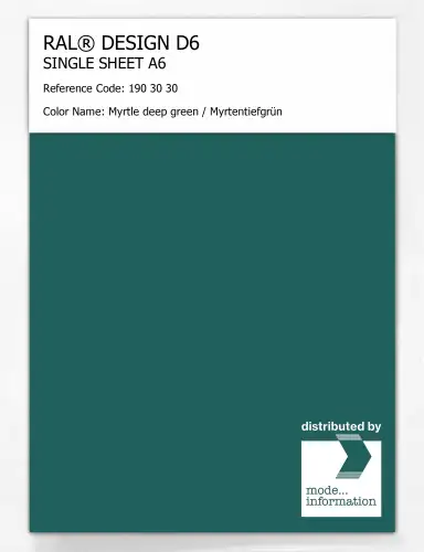 Artikelbild des Artikels “RAL® DESIGN D6 SINGLE SHEET A6 190 30 30 Myrtle deep green / Myrtentiefgrün “