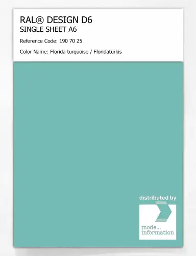 Artikelbild des Artikels “RAL® DESIGN D6 SINGLE SHEET A6 190 70 25 Florida turquoise / Floridatürkis “
