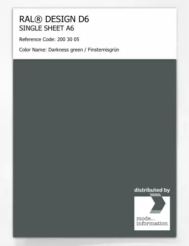 Artikelbild des Artikels “RAL® DESIGN D6 SINGLE SHEET A6 200 30 05 Darkness green / Finsternisgrün “