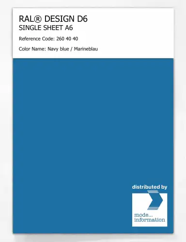 Artikelbild des Artikels “RAL® DESIGN D6 SINGLE SHEET A6 260 40 40 Navy blue / Marineblau “